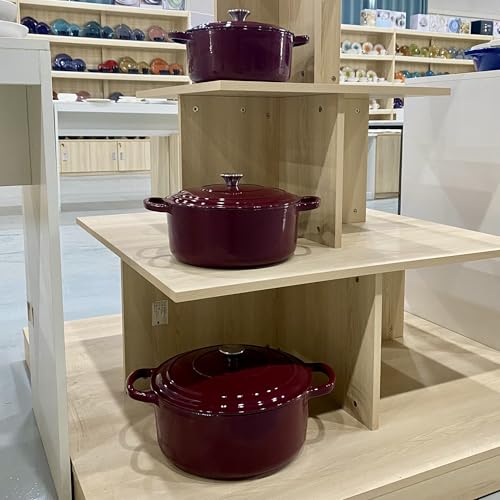 IRESTAURANT PLUS Commercial Grade, Cast Iron Enameled Cookware (Dark Red, Duch Oven 9qt)
