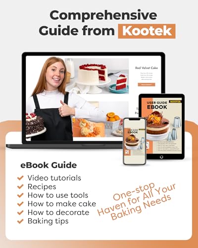 Kootek 253 Pcs Cake Decorating Kit, 12" Aluminum Alloy Cake Turntable, 48 Numbered Icing Tips, 3 Russian Piping Nozzles, Offset and Straight Spatulas, Cake Leveler, Pastry Bags Baking Supplies
