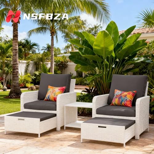 NSFBZA (Only Cushions) 6 Piece Sectional Replacement Cushion,5 Pieces PE Wicker Outdoor Patio Furniture Set Cushions,with Ottoman Rattan Patio Conversation Set Cushion(Dark Gray, 22 * 20in)