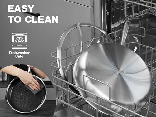 PekGema Hybrid Nonstick Frying Pan 10inch,5-Ply Stainless Steel Skillet,Ceramic Coating PFAS-Free.Oven-Safe 500°F,Compatible with All Cooktops,Stay-CoolHandle,Dishwasher-Friendly