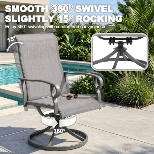 NUU GARDEN 2-Piece Patio Swivel Chairs, Swivel Dining Set, Light Gray