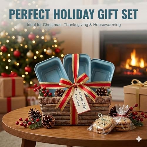 Proigtz 3-Piece 9x4 Inch Nonstick Loaf Pan Set, Carbon Steel Bread Baking Pans for Sourdough & Banana Bread, 450°F Oven Safe, Easy Release & Quick Cleanup