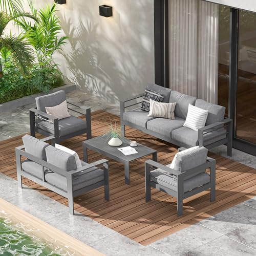 Patio Furniture Set, Aluminum Outside Furniture, Sofa with 10" Back Cushion