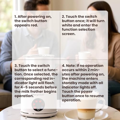 Large Electric Milk Frother and Steamer, 16.9oz/500ml Milk Steamer and Frother for Latte or Hot Chocolate, Dishwasher Safe, BPA Free, 6 Functions, Enjoy Perfect Milk Froth in 2 Min (White-Glass)