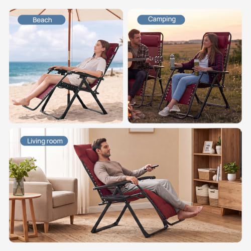DUMOS Zero Gravity Chair, Lounge Chair Outdoor with Cup Holder