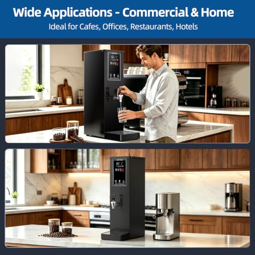EASTDAX Hot Water Dispenser - Commercial Water Boiler 35L(9.2 GAL)/H Step-Heating LED Screen 24-Hour Timer Switch Adjustable Temperature Control 32°F - 212°F for Coffee Shop Restaurants Office 1800W