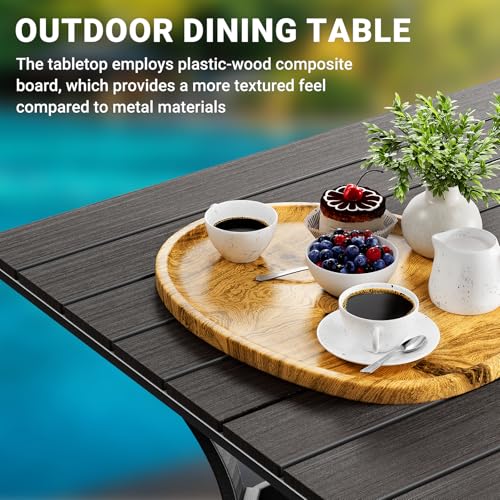 LEVELEVE 5 Piece Outdoor Patio Dining Set with 4 Swivel Dining Chairs & 1 Large Round Dining Table,Bistro Furniture Set for Lawn, Garden, Deck, Backyard and Porch