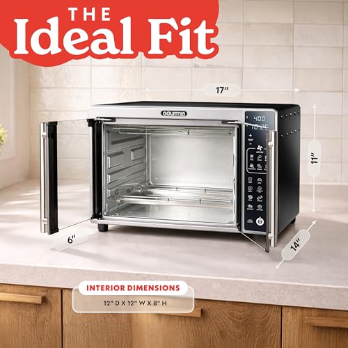 Gourmia Air Fryer French Door Toaster Oven - 6-Slice Capacity, LED Display with 19 Cooking Presets, Stainless Steel
