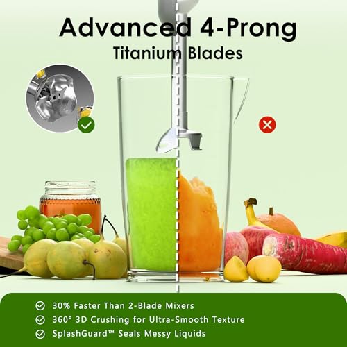 WHUTO Cordless Immersion Hand Blender, 5-in-1 Variable Speed blender handheld,Rechargeable with 2000mAh Battery, BPA-Free & Dishwasher-Safe Accessories:700ml Beaker,Chopper,Whisk & Milk Frother,Grey