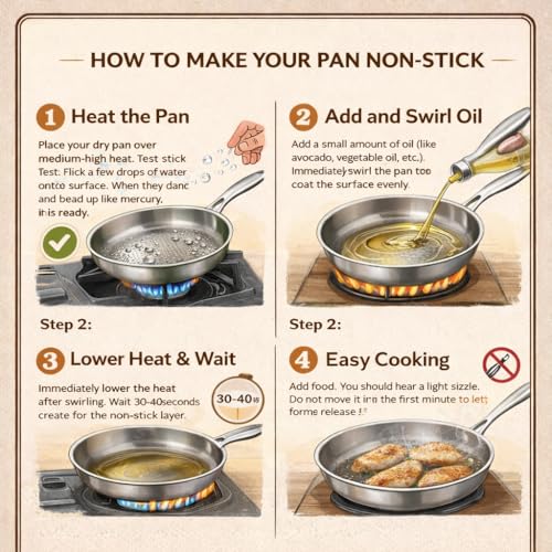 FUTARRIO Titanium Pan, Frying Pan with Lid for Cooking Non Stick, Plateful Titanium Pans for Gas, Electric & Induction Cooktops (9in)