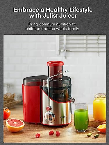 Juicer Machines, Juilist 3" Wide Mouth Juicer Extractor Max Power 800W, for Vegetable and Fruit with 3-Speed Setting, 400W Motor, Easy to Clean, Red
