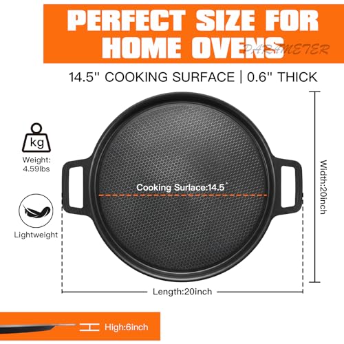 Nonstick Pizza Steel Pan for Pizzas & Flatbreads up to 14", Tri-Ply Stainless Steel with Aluminum Core, Lightweight 4.6 lbs Design, Oven & BBQ Grill Safe up to 900°F, Easy Clean Cooking Surface