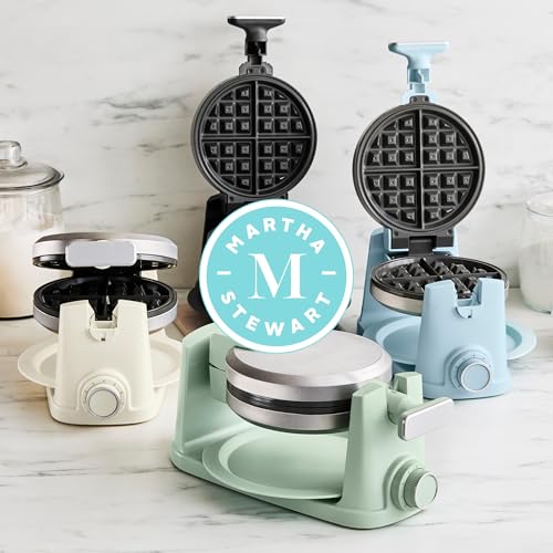 Martha Stewart Rotating Waffle Maker, Ceramic Nonstick Plates, Honeydew