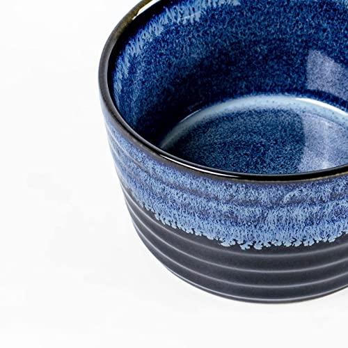 UNICASA Ramekin Set of 2, UNICASA 8 oz Creme Brulee Ramekins, Oven Safe Baking Set for Custard, Pudding, Souffle Cups, Reactive Blue