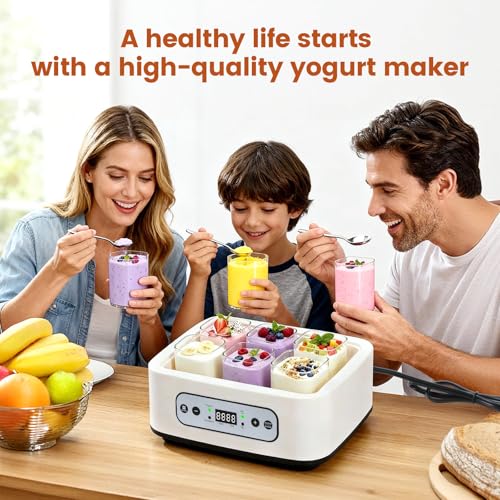 DWSZRWL Yogurt Maker Machine -Probiotic Yogurt Makers 36 Hour L Reuteri with Temperature Control & Adjustable Time,Curd Yoghurt Maker + 6 Cups with High Temperature Resistance and Easy Cleaning