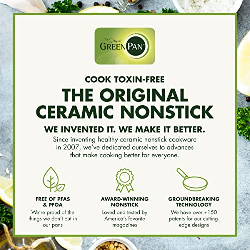 GreenPan Valencia Pro Ceramic Nonstick 10” Frying Pan Skillet with Lid, Hard Anodized PFAS-Free Cookware, Induction Ready & All Cooktops, Eggs & Omelets, Dishwasher & Oven Safe to 600F, Gray