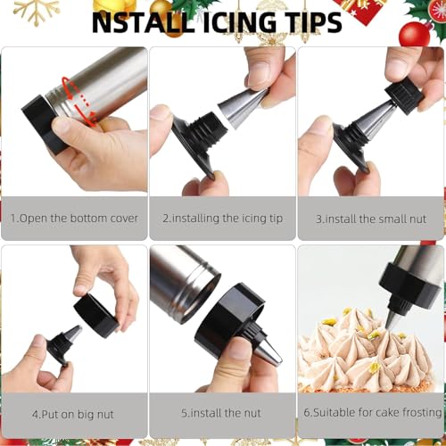 CEANZO Cookie Maker, Churros Maker, Spritz Cookies Press Gun 3 in 1 for Baking with 13 Cookie Discs, 3 Churros Discs and 8 Piping Tips Stainless Steel Easy Clean Cookies Decorating Kit for Christmas