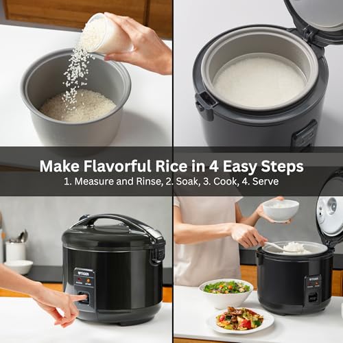 Tiger JNP-S10U-KY 5.5 Cup Capacity Rice Cooker with Non-Stick Inner Pot, Retractable Power Cord, and Keep Warm up to 12 hours, Black