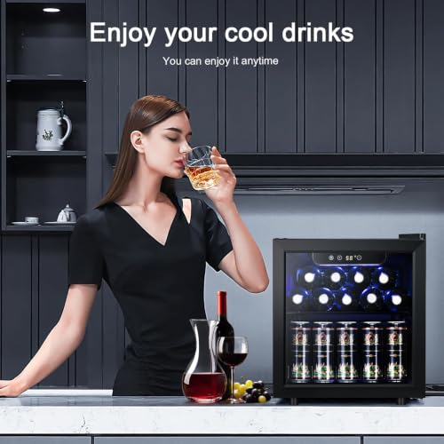 Antarctic Star Mini Fridge 12 Bottle 48 Can Beverage Refrigerator Cooler-with Glass Door for Beer Soda Drinks or Wine,Freestanding Beverage Fridge for Home and Bar,1.3 Cu. Ft.