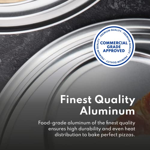 New Star Foodservice Restaurant-Grade Aluminum Pizza Pan/Tray, Wide Rim, 16 Inch, Pack of 6