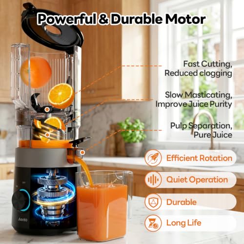 Aeitto 3-in-1 Juicer Machines, 6.0" Wide Mouth, Mesh-Free Easy to Clean