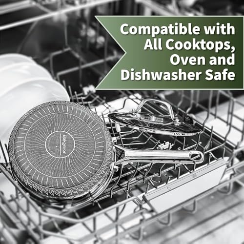 Bakoniion Hybrid Nonstick 5 QT Stockpot with Lid Two Handles, Stainless Steel Stockpot with Honeycomb Texture,Compatible with All Cooktops,Dishwasher and Oven Safe