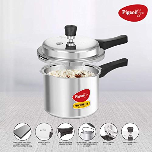 Pigeon Favourite Al Outer Aluminum Pressure Cooker, 3 Litres, Silver