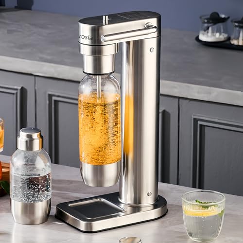 Carbonates Any Drink-Airosia Soda Maker Machine-304 Stainless Steel Sparkling Water Maker, Carbonator Machine with BPA Free Bottles(1L+0.5L) (CO2 Carbonator NOT Included)