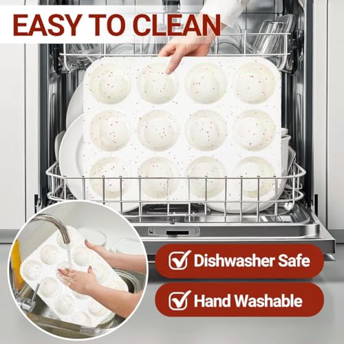 CAKETIME Silicone Muffin Pan, Regular Size Muffin Pan for Baking 12 Cups Non Stick Silicone Cupcake Pan 1 Pack Confetti