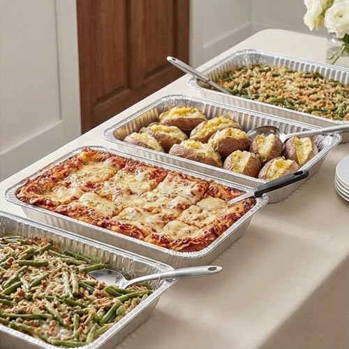 Aluminum Deep Foil Pans Full Size, Large Disposable Roasting & Baking Pan, 21"x13" (20 Pack) Extra Heavy Duty Chafing Trays for Hotels, Restaurants, Caterers, Steam Table, Buffets & Bakeware