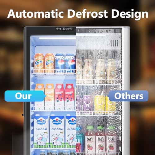 ICEVIVAL 6 Cu.Ft Commercial Refrigerators, Display Fridge with Double-Tempered Glass Door, Beverage Cooler for Bar, Office, Restaurant, Outdoor Beverage Refrigerator with Locking, Key & LED