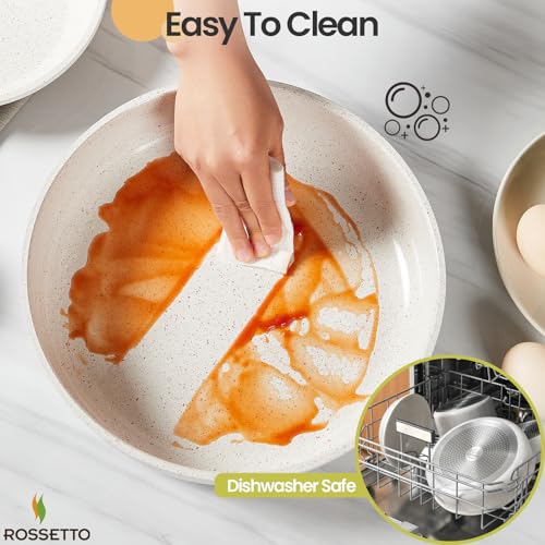 23 Pcs Nonstick Pots and Pans Set with 4 Detachable Handle, Ceramic Cookware Set Non Toxic, Induction Dishwasher Oven Safe Cookware Set, RV Kicthen Set Removable Handle, White Granite