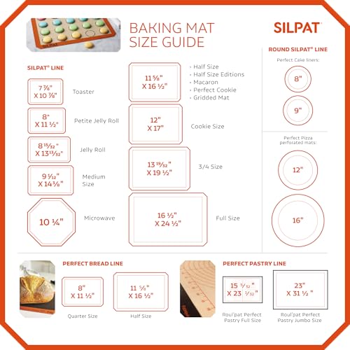 Silpat Premium Non-Stick Silicone Baking Mat, Half Sheet Size, 11-5/8 x 16-1/2, Orange