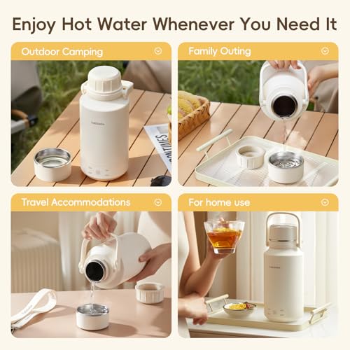 Felizbebe 33.8 Oz/1000mL Portable Electric Kettle,304 Stainless Steel Travel Kettle Electric,4 Temp Settings with Holding Heat,600W Fast Boiling Water with Auto Shut-Off and Boil Dry Protection