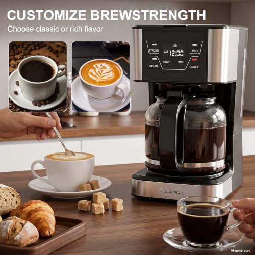 12-Cup Touchscreen Drip Coffee Maker,Programmable coffee machine with Timer