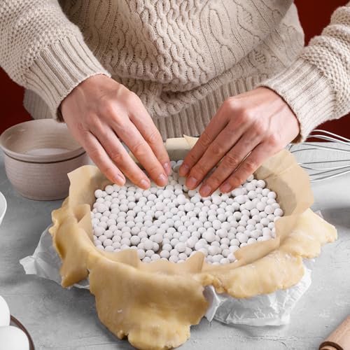 Targihoemt 9in Tart Pan and 1.1lb Ceramic Pie Weights Set, 1.1in Depth Non-Stick Quiche Pan, Removable Bottom Carbon Steel Pie Pan, Round Pizza Pan for Pies, Tarts and Quiches