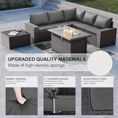 Kullavik 10 Piece Outdoor Patio Furniture Set with Fire Pit & Swivel Chairs