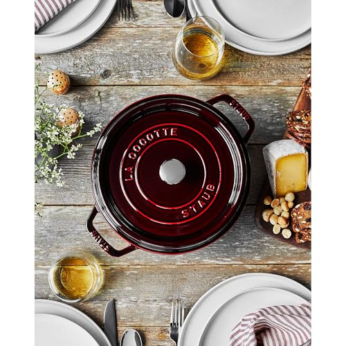Staub Cast Iron 9-qt Round Cocotte - Grenadine