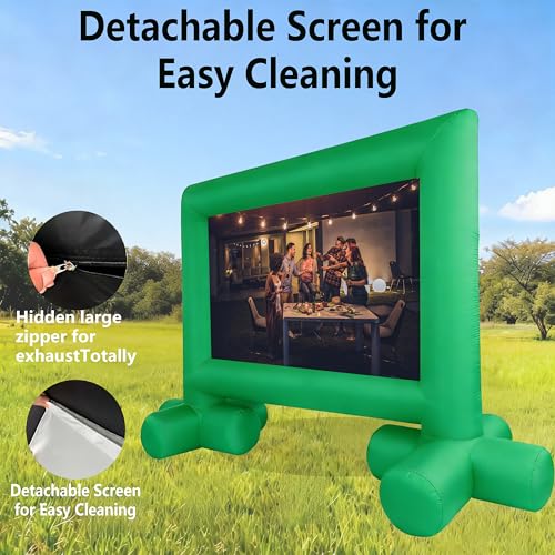 JumpYeah 14FT Green Stand Inflatable Projector Screen Movie Removeable Screen with Built-in Air Blower, Movie Screen for Night Family Parties
