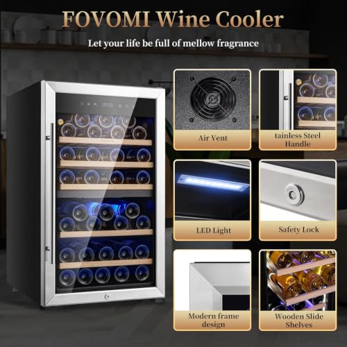 FOVOMI Wine Fridge 52-bottle Wine Cooler Refrigerators Dual-Zone