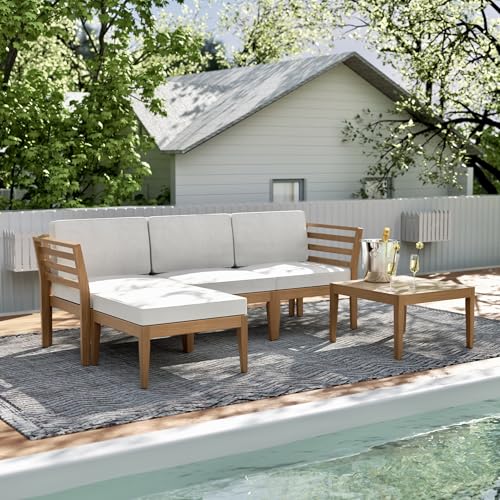 Werph 5-Piece Acacia Wood Patio Sectional Set