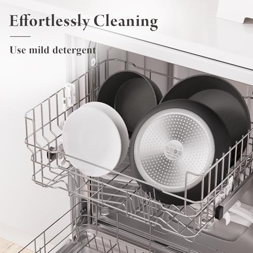 Bazova 19 Pcs Pots and Pans Set Non Stick Ceramic Cookware Set with Removable Handles, Non Toxic Induction Kitchen Cookware Sets RV Cookware,Dishwasher/Oven Safe PFAS/PTFE/PFOA Free,Black