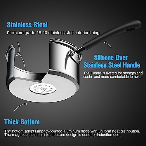 Cook N Home 12-Piece Basics Stainless Steel Cookware Set, Tri-ply Pots and Pans Set with Lids - Non-Toxic, Induction Ready, Oven & Dishwasher Safe