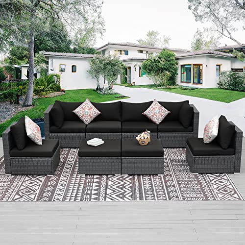 NICESOUL 20-Piece 27“x27 Patio Cushion Covers for Outdoor Furniture, Olefin Fade/UV-Resistant Sectional Couch Replacement Cover with Zipper, Woven Durable Slipcovers for Yard, Machine Washable, Black