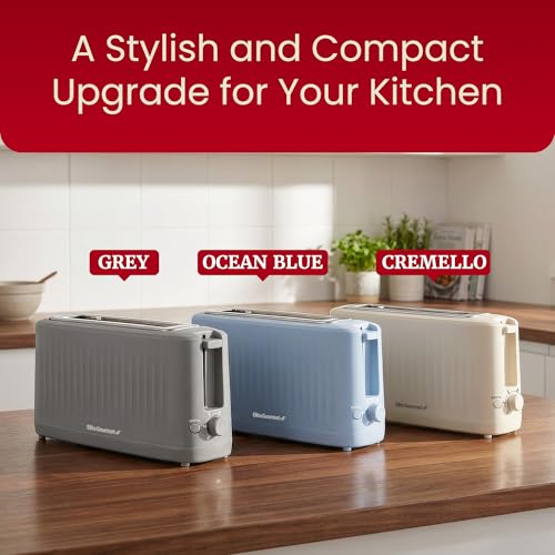 Elite Gourmet ECT2517G SLIMTOAST™ 2-Slice Long Slot Toaster, Cool-Touch Body, 6 Browning Shades, Extra-Wide 1.5" Slot for Artisan Bread, Bagels, Waffles & English Muffins, Grey