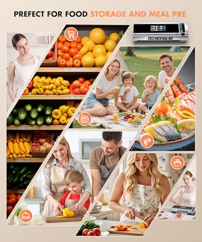 Food Vacuum Sealer Machine, 95KPa Powerful Food Saver with Dry/Moist/External Vacuum Modes, Built-in Cutter & Bag Storage, Single/Double Sealing, 1 Bag & 15 Pre-cut Bags(Silver)