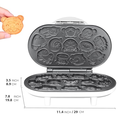 SugarWhisk Animal Mini Waffle Maker for Kids, Mini Pancakes Maker Machine with 12 Different Animal Pancake Molds, Small Waffle Maker Iron, Excellent Christmas Gift for Kids & Adult