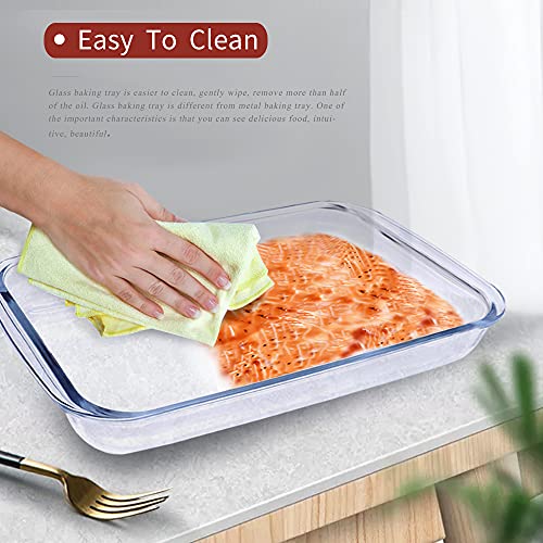 TIBLEN 2-Pack Glass Baking Dishes – 102 oz & 75 oz (2.2 L + 3.0 L) Large Oven-Microwave-Freezer Safe Borosilicate Glass Bakeware for Cooking & Food Storage