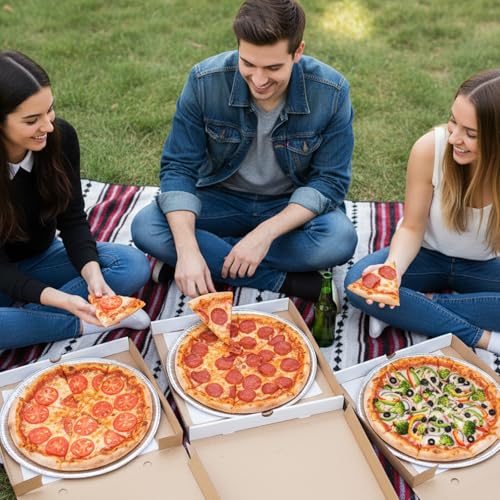 Kifmurase 16PCS Round Disposable Foil Pizza Pans, 12 Inch Focaccia Pan Large Serving Trays for Cake Bread, Large Size Chocolate Chip Cookie Cake Aluminum Tin for Freezer & Oven