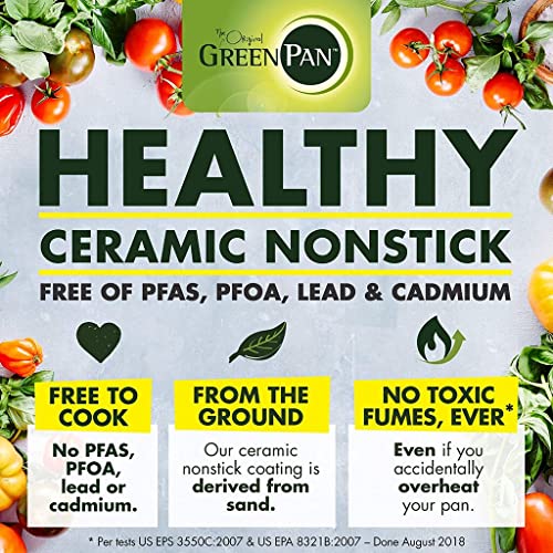 GreenPan Chatham Hard Anodized Healthy Ceramic Nonstick, 3QT Saucepan Pot with Lid, PFAS-Free, Dishwasher Safe, Oven Safe, Gray